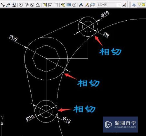 CAD圆如何相切并旋转
