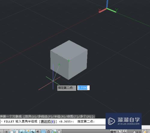 AutoCAD如何修改立方体的一个角为圆角？