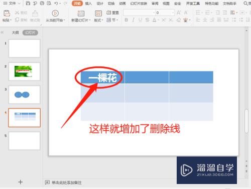 PPT表格中的文字怎么添加删除线(ppt表格中的文字怎么添加删除线条)