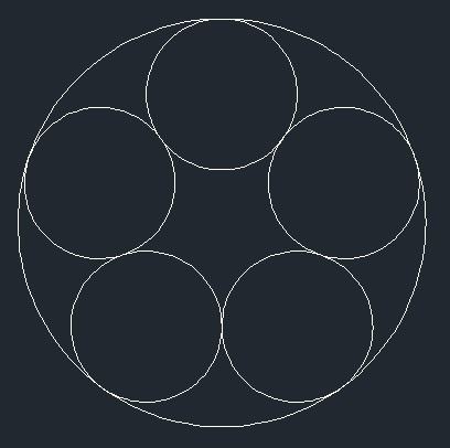 autocad中已经画了一个大圆,怎么再在该圆内再等距离的画五个小圆?