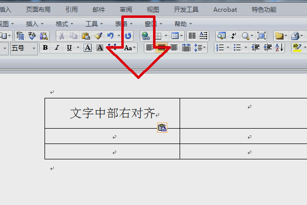怎样将表格里的文字中部右对齐？