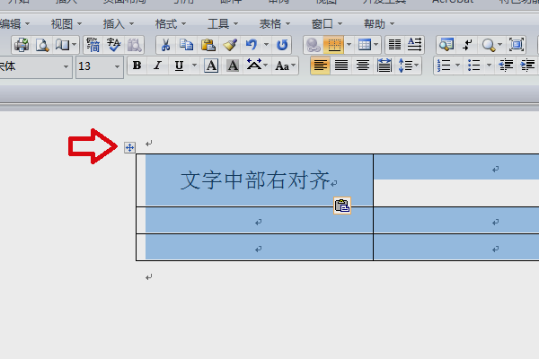怎样将表格里的文字中部右对齐？