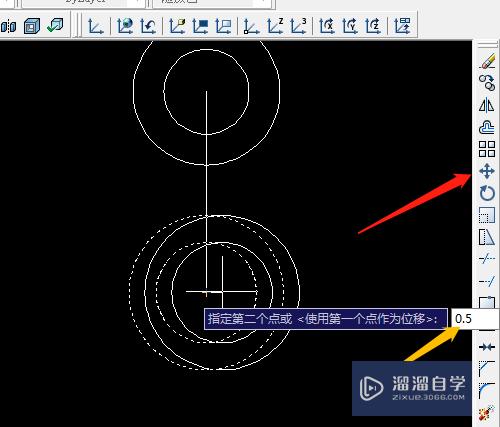 CAD怎样用用移动工具移动圆位置？