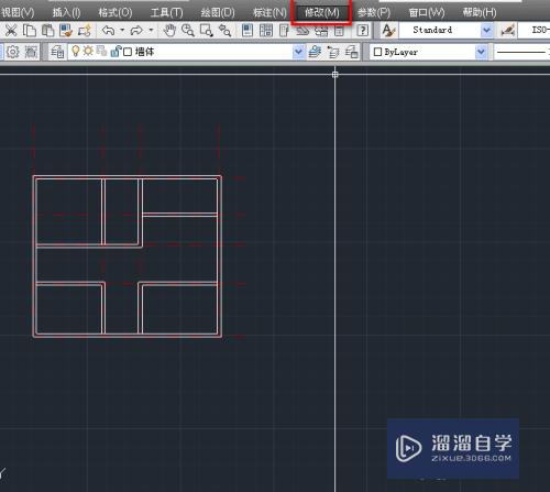 CAD中使用多线编辑来修改墙体