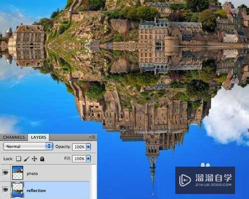 Photoshop怎么给风景图片增加水波倒影(ps怎么制作水波倒影)