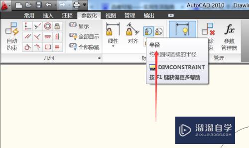 CAD2010怎么用参数化半径标注(cad中参数化)