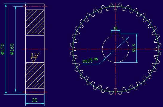cad怎么画圆柱齿轮侧视图?