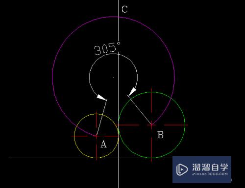 CAD如何画矩形内两圆切线夹角55度(cad怎么画矩形内切圆)