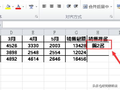 Excel表格计算排名，并加入第几名？