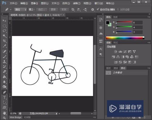 Photoshop简笔画自行车教程(ps怎么画自行车)