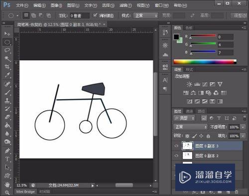 Photoshop简笔画自行车教程(ps怎么画自行车)