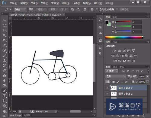 Photoshop简笔画自行车教程(ps怎么画自行车)