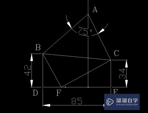 CAD怎么画出75度角(cad怎么画75度角的三角形)