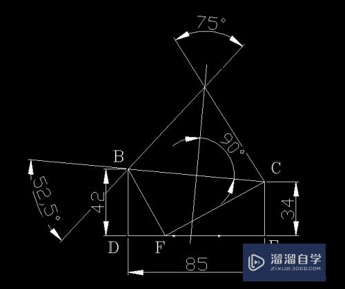 CAD怎么画出75度角(cad怎么画75度角的三角形)