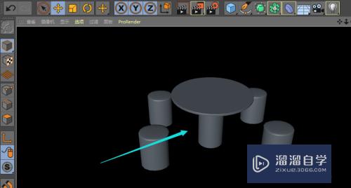 C4D中如何制作圆桌立体模型教程方法？