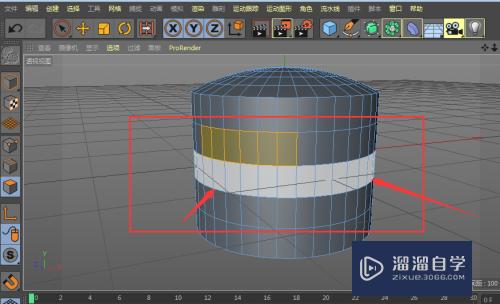 教你如何快速选择C4D中立体柱模型一圈的面？