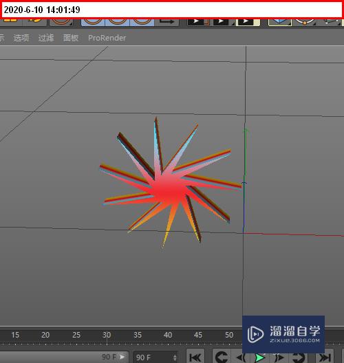 C4D怎么做三色渐变螺旋状的星形模型？