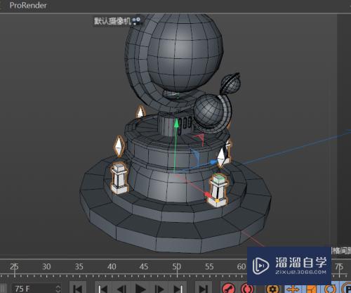 C4D建模--广场雕塑科技球的周边模型