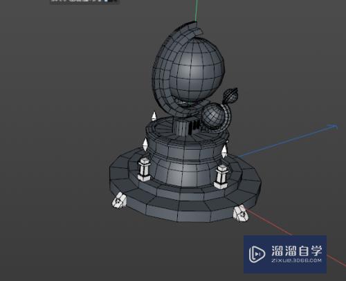 C4D建模--广场雕塑科技球的周边模型