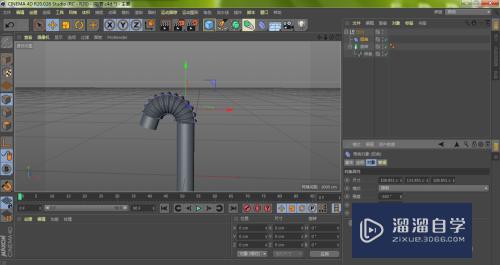 C4D怎么用扭曲工具制作软管褶皱(c4d怎么扭曲管道)