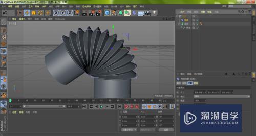 C4D怎么用扭曲工具制作软管褶皱(c4d怎么扭曲管道)
