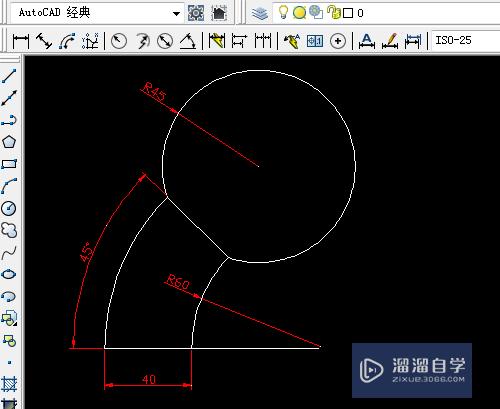 CAD怎样用两圆相交算出第三个圆圆心画图形？