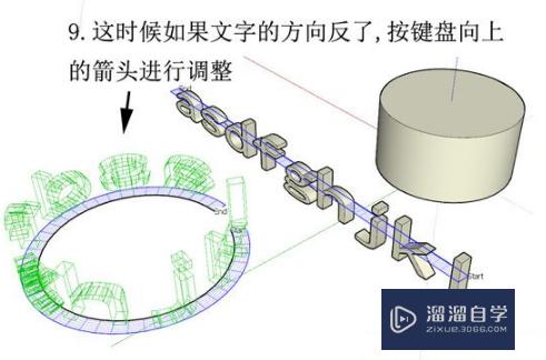 如何用草图大师SketchUp在柱面上打字？