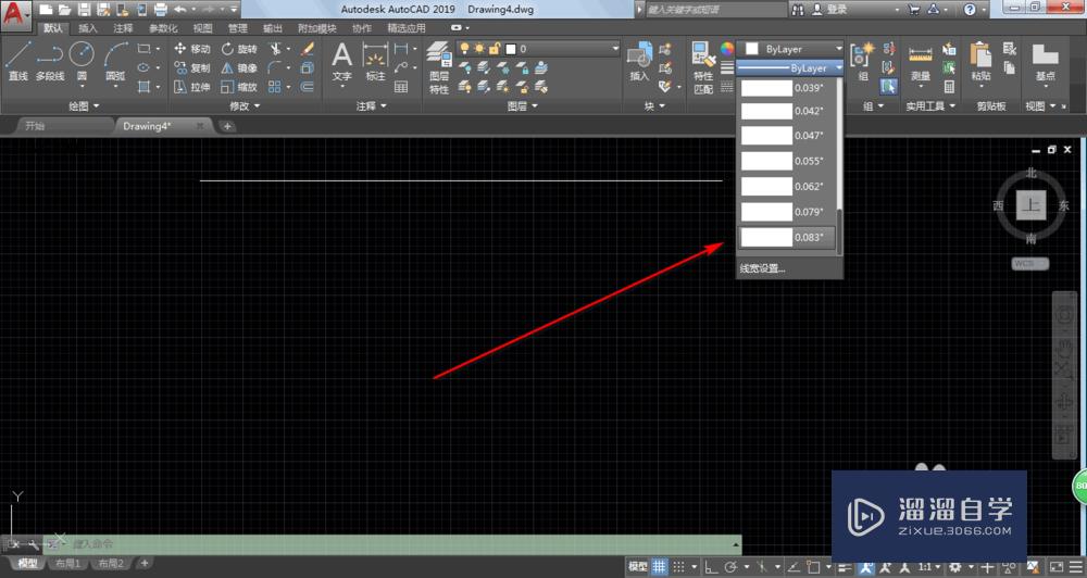 AutoCAD2019怎么修改设置线宽？