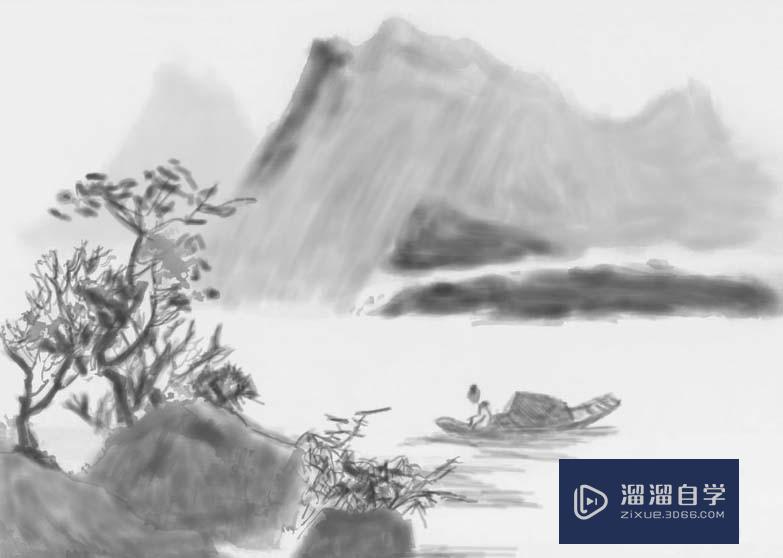 SAI怎么绘制山水画(sai怎么画出水彩效果)