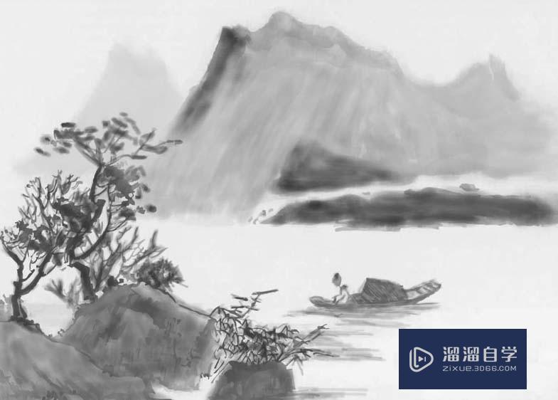 SAI怎么绘制山水画(sai怎么画出水彩效果)