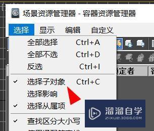 3Ds Max场景资源怎么打开选择子对象(3ds max场景资源管理器怎么找)