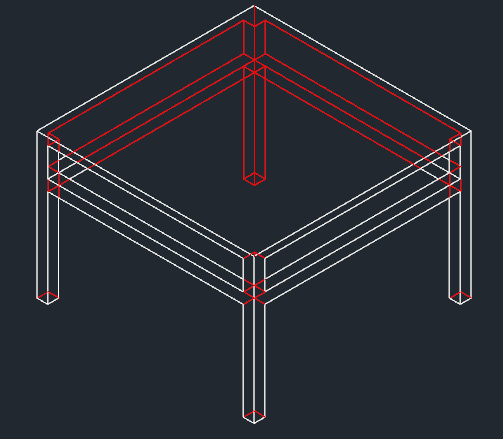 cad畫一個桌子的立體的線框圖怎麼畫?