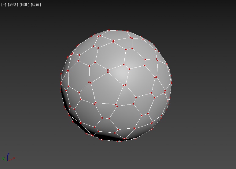 切换到"多边形子层级",选择切角后新产生的所有面(包括五边形和六边形