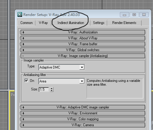 3dmax 2010中vray渲染器面板怎麼沒有間接照明?