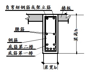 例如钢筋混凝土梁的横剖面如下