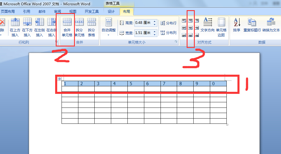 回答 word2007合并居中的操作步骤如下 1,选中表格要合并居中